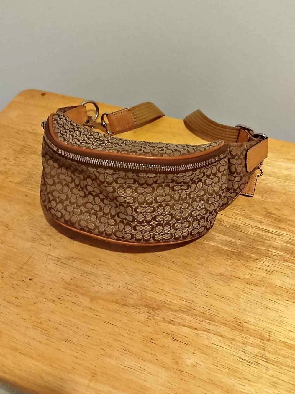 Coach Beige/Brown Signature Canvas Crossbody Belt Bag